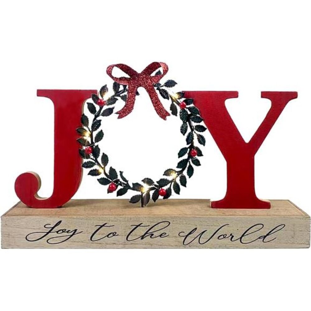Christmas Decorations for Home LED Lighted Joy Sign with Wreath Farmhouse